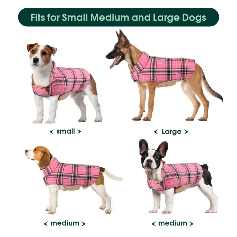 Kuoser Warm Dog Coat, Waterproof Dog Jacket for Extra Large Dogs, Adjustable Durable XXL Doggie Winter Coat Reversible Puppy Cold Weather Apparel from Small to Large Breed, Pink XXL - Image 5